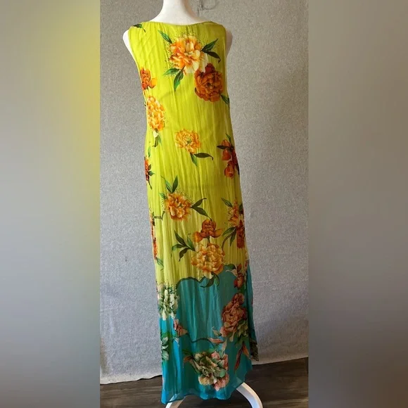 Soft Surroundings Dress Womens Medium Floral Sheath Sleeveless Crinkle Maxi Long - Picture 5 of 11